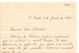[Carta] 1945 jun. 4, Sao Paulo [a] Gabriela Mistral
