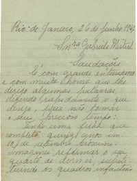 [Carta] 1947 jun. 26, Río de Janeiro [a] Gabriela Mistral