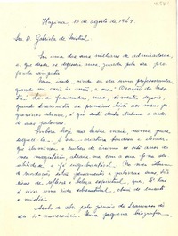 [Carta] 1949 ago. 1, Itapina, [Brasil] [a] Gabriela Mistral