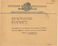 [Telegrama] 1950 mayo 15, Xalapa, Ver[acruz] [a] Gabriela Mistral, Hotel México, [México]