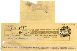 [Telegrama] 1951 oct. 15, Palermo [a] Gabriela Mistral, Nápoles