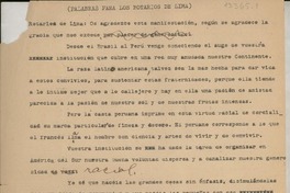 (Palabras para los Rotarios de Lima) (Palabras para los Rotarios de Lima)