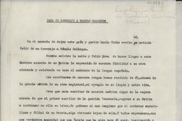 Para el homenaje a Rómulo Gallegos Para el homenaje a Rómulo Gallegos
