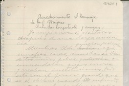 Agradecimiento al homenaje de las mujeres Agradecimiento al homenaje de las mujeres