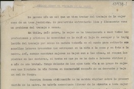 Recado sobre el trabajo de la mujer Recado sobre el trabajo de la mujer