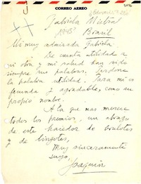 [Carta] [1945?], [Chile?] [a] Gabriela Mistral, Brasil