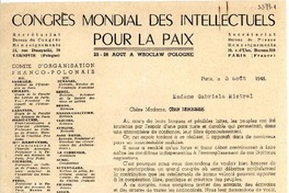 [Carta] 1948 ago. 3, Paris [a] Gabriela Mistral