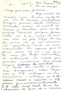 [Carta] 1951 mar. 20, Río Piedras, Puerto Rico [a] Gabriela Mistral