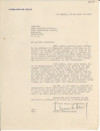 [Carta] 1947 ene. 21, La Habana, [Cuba] [a] Gabriela Mistral, Monrovia, California