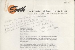 [Carta] 1946 July 8, [New Orleans], [EE.UU.] [a] Gabriela Mistral, Los Angeles, California, [EE.UU.]