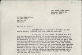 [Carta] 1947 Apr. 16, Monrovia, California [a] Armitage Watkins, New York