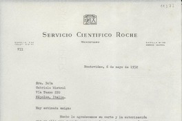 [Carta] 1952 mayo 6, Montevideo, [Uruguay] [a] Gabriela Mistral, Nápoles, Italia