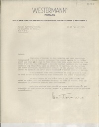 [Carta] 1946 janv. 15, [Copenhague], [Dinamarca] [a] Gabriela Mistral, Paris, [France]
