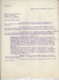 [Carta] 1944 nov. 7, Buenos Aires, [Argentina] [a] Señora Gabriela Mistral, Rua 1 de Marco 4, Petrópolis, (Brasil)