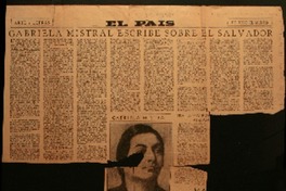 Gabriela Mistral escribe sobre El Salvador Gabriela Mistral escribe sobre El Salvador