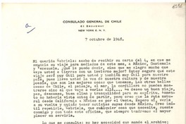 [Carta] 1948 oct. 7, New York [a] Gabriela Mistral