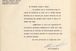 [Carta] 1946 sept. 12, Los Ángeles [a] Gabriela Mistral, Monrovia, California