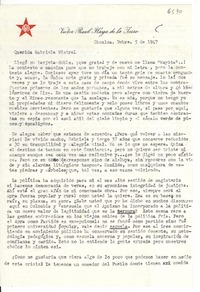 [Carta] 1947 nov. 5, Chosica, [Perú] [a] Gabriela Mistral