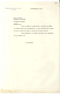 [Carta] 1952 nov. 29, Nápoles, [Italia] [al] encargado de la Biblioteca Nacional de Uruguay