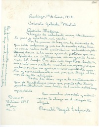 [Carta] 1948 ene. 19, Santiago [a] Gabriela Mistral