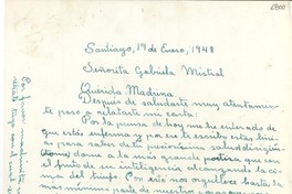 [Carta] 1948 ene. 19, Santiago [a] Gabriela Mistral