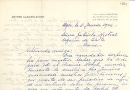 [Carta] 1946 ene. 5, [Alger] [a] Gabriela Mistral, París
