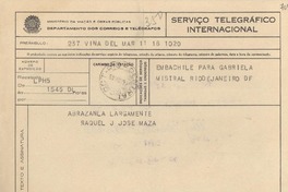 [Telegrama] 1945 nov. 16, Viña del Mar [a] Gabriela Mistral, Río de Janeiro