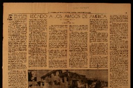 Recado a los amigos de América la tragedia andina Recado a los amigos de América la tragedia andina