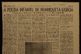 A poesia infantil de Henriqueta Lisboa conferência pronunciada por Gabriela Mistral em Belo Horizonte A poesia infantil de Henriqueta Lisboa conferência pronunciada por Gabriela Mistral em Belo Horizonte
