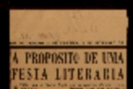 A proposito de uma festa literaria A proposito de uma festa literaria