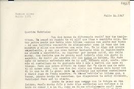 [Carta] 1947 jul. 14, Buenos Aires [a] Gabriela Mistral