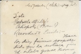 [Carta] 1943 ago. 21, Coquimbo, [Chile] [a] Gabriela Mistral, Petrópolis, Brasil