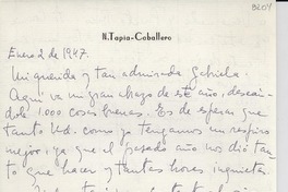 [Carta] 1947 ene. 2,[Chile] [a] Gabriela Mistral