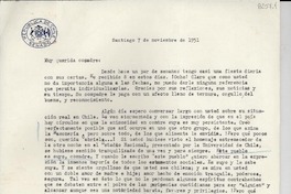 [Carta] 1951 nov. 7, Santiago [a] Gabriela Mistral
