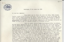 [Carta] 1952 ene. 25, Santiago [a] Gabriela Mistral