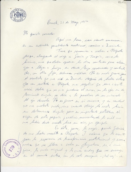 [Carta] 1952 mayo 31, Bruck, [Austria] [a] Gabriela Mistral
