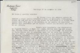 [Carta] 1954 oct. 17, [Santiago] [a] Gabriela Mistral