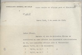 [Circular] N° 13-2, 1948 ene. 2, Nueva York, [Estados Unidos] [a] Gabriela Mistral, Cónsul de Chile, 729 East Anapamu Street., Santa Bárbara, Cal.