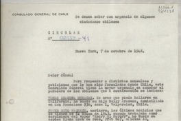 Circular N° 02657-41, 1948 oct. 7, Nueva York, [EE.UU.] [a los] [Señores Cónsules de Chile en EE.UU. y Puerto Rico]