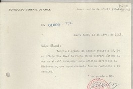 [Circular] N° 01095-112, 1948 abr. 13, Nueva York, [Estados Unidos] [al] señor Cónsul de Chile, Santa Bárbara, California