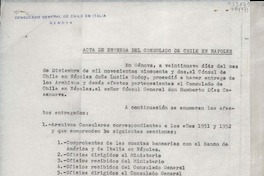 Acta de entrega del Consulado de Chile en Nápoles Acta de entrega del Consulado de Chile en Nápoles