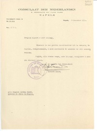 [Carta] 1951 dic. 1, Napels, [Italia] [a] Signora Lucila Godoy, Console de Chile in Napoli