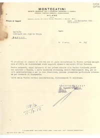 [Carta] 1952 sett. 13, Napoli, [Italia] [a] Consolato del Cile in Italia, Napoli