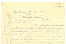 [Carta] 1951 ene. 14, La Serena, Chile [a] Gabriela Mistral, Nápoles, [Italia]