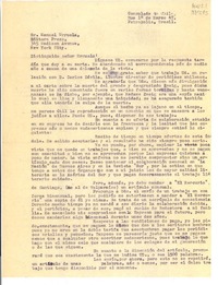 [Carta] Petrópolis, Brasil [a] Sr. Manuel Urruela, Editors Press, 345 Madison Avenue, New York City