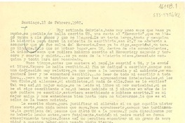 [Carta] 1947 feb. 18, Santiago, [Chile] [a] Gabriela [Mistral]