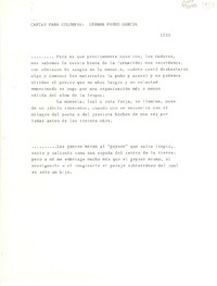 Cartas para Colombia Germán Pardo García, 1933 Cartas para Colombia Germán Pardo García, 1933