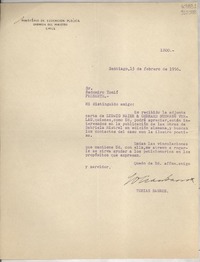 [Carta] 1956 feb. 15, Santiago, [Chile] [a] Sr. Radomiro Tomic