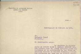 [Carta] 1956 feb. 15, Santiago, [Chile] [a] Sr. Radomiro Tomic