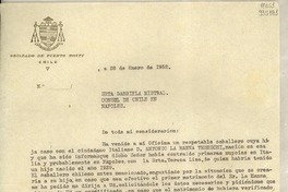 [Carta] 1952 ene. 28, Puerto Montt, Chile [a] Gabriela Mistral, Cónsul de Chile en Nápoles